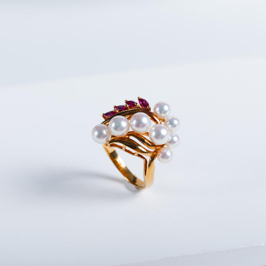 ⁶孤品：【akoya珍珠】红宝石18K金戒指，4-6MM，编号JZG99，指圈13#，48小时鉴赏期——SS06-CR-YMZZ【HOT】 商品图1