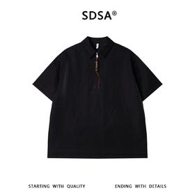 SDSA男装2026新款高贵轻奢潮牌纯色半拉链翻领短袖T恤百搭舒适