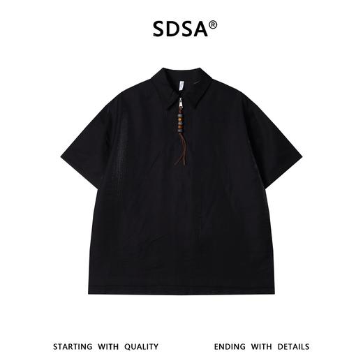 SDSA男装2026新款高贵轻奢潮牌纯色半拉链翻领短袖T恤百搭舒适 商品图0