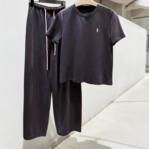 夏日松弛~显白藏青色休闲套装女夏两件套慵懒感套装 商品图1