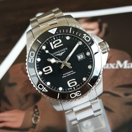 【95新】LONGINES 浪琴L3.782.4.56.6自动机械机芯日期显示43MM（男款）康卡斯系列精钢/陶质字圈160326NJS18 商品图4