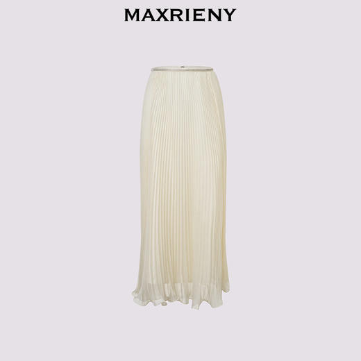 MAXRIENY浪漫度假风收腰伞摆半身裙精致优雅感长裙A字高腰雪纺裙(货号:MS86SK009) 商品图4