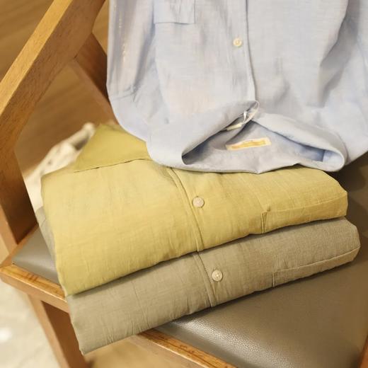 【lyyk-F6901】男子复古一片领设计亚麻长袖衬衫！！ 商品图1