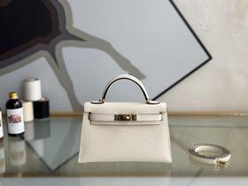 【纯手缝定制不退换】爱马仕 kelly 二代 mini 奶油白 金扣（MM）