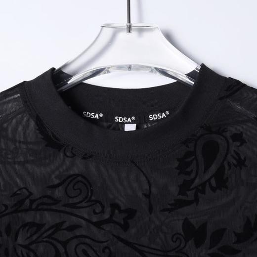 SDSA男装2026新款高贵轻奢时尚个性植绒腰果花卉圆领长袖T恤百搭 商品图1