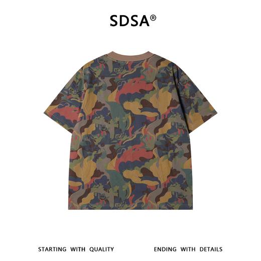 SDSA男装2026新款高贵轻奢美式复古丛林迷彩印花宽松圆领短袖T恤 商品图4