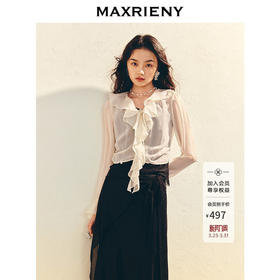 MAXRIENY精致复古感雪纺衫罩衫修身显瘦高级气质感2025夏季新款(货号:MS86JA006)