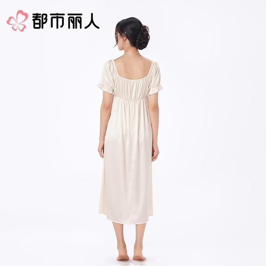 都市丽人睡衣女士睡衣薄家居服冰雪丝睡衣女士丝质短袖裙有杯垫女装睡裙LHC6C1 商品图2