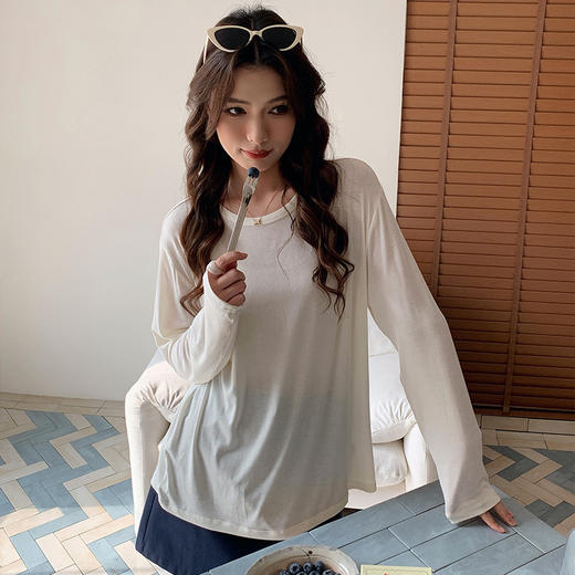 森岛 天丝醋酸亚麻针织衫 春夏宽松慵懒松弛轻薄透气T恤上衣 商品图6