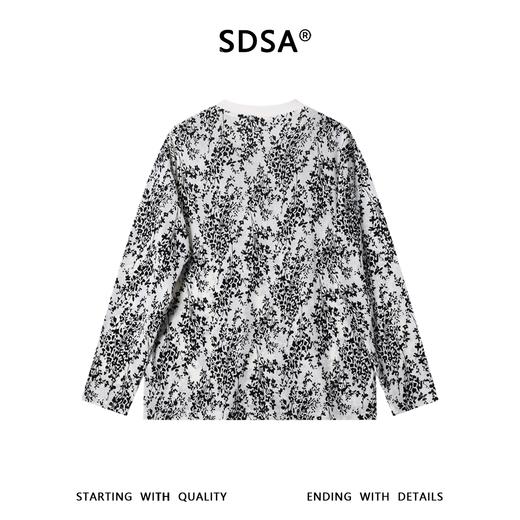 SDSA男装2026新款高贵轻奢潮牌透气撞色植绒花卉设计圆领长袖T恤 商品图4