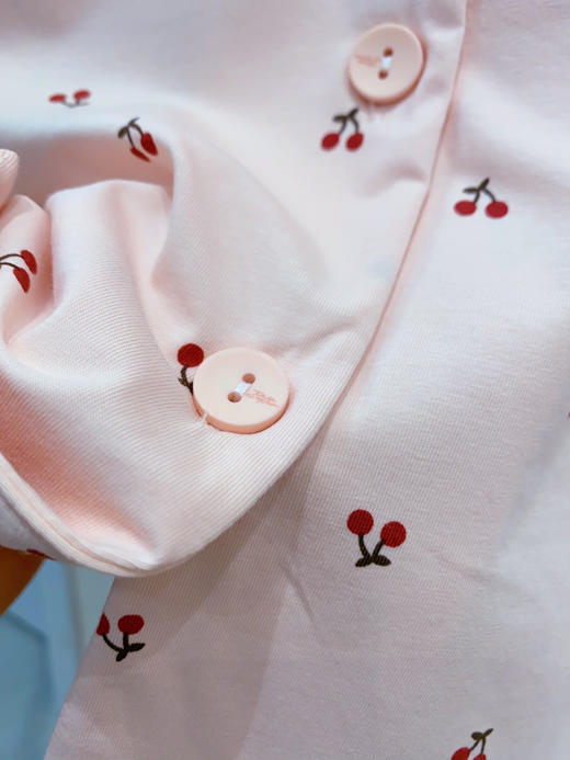 松植屋女款莱卡棉带胸垫长袖睡衣套装可外穿家居服 商品图3