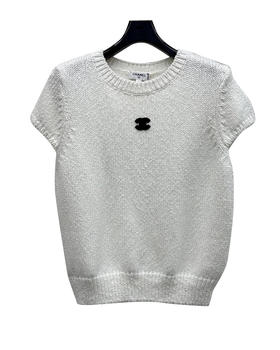 女款logo刺绣短袖针织衫ba025