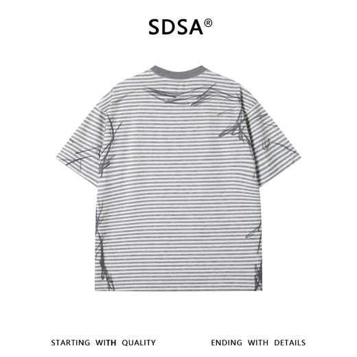SDSA男装2026新款高贵轻奢手绘涂鸦线条条纹宽松短袖T恤百搭休闲 商品图1