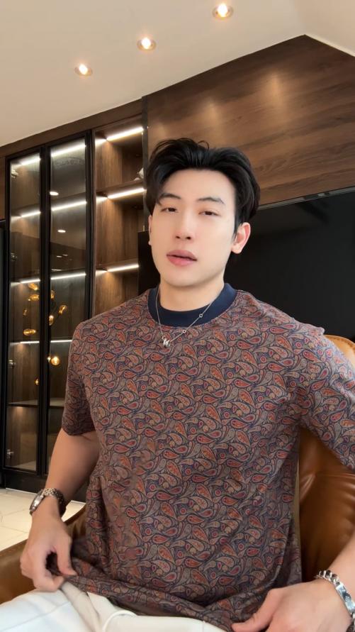 26T212SDSA男装2026新款高贵轻奢时尚撞色满印设计短袖T恤百搭时尚上衣 商品图0