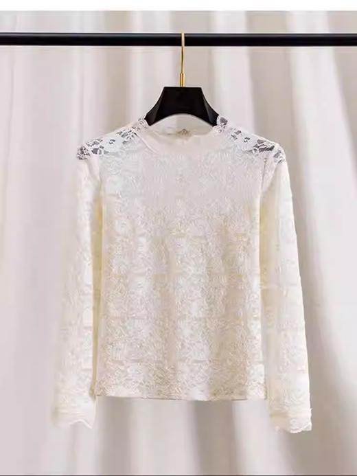 轻奢简约~亲肤蕾丝立领长袖打底衫女2026春季新款设计感百搭上衣 商品图3
