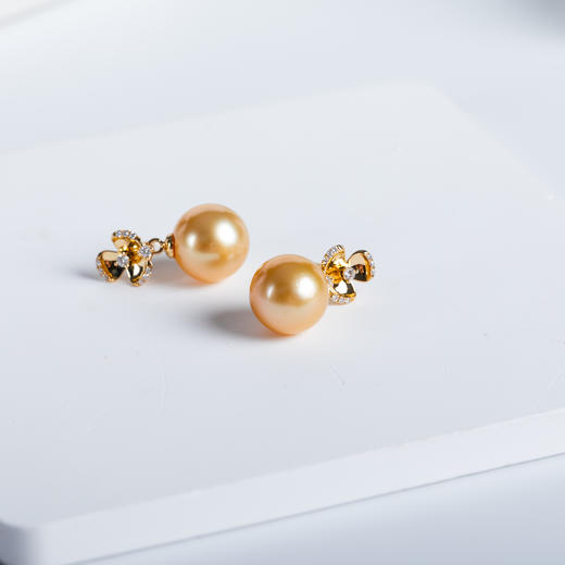⁶孤品：【南洋金珍珠】18K金钻石耳饰，10.7MM，编号EDS13，出证书，48小时鉴赏期——SS06-CR-YMZZ【HOT】 商品图0