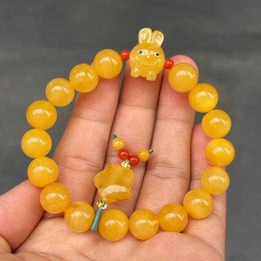 【青山特惠】10mm精品原矿俄料满蜜鸡油黄蜜蜡手串 13.7克 m78 商品图1