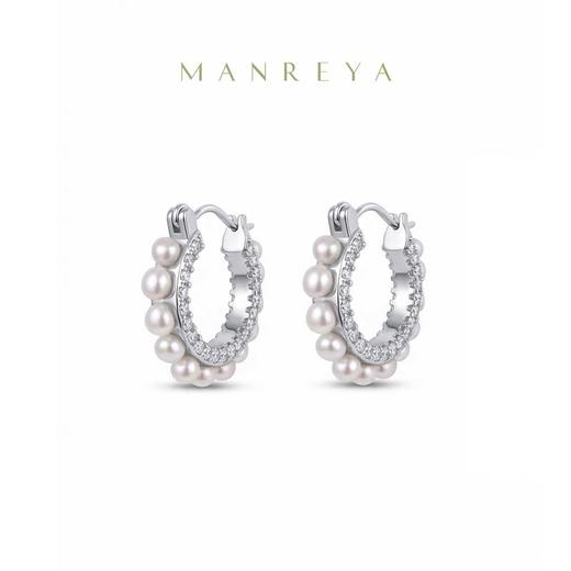 Manreya"微笑曲线"淡水珍珠项链项链&耳钉&耳环，材质：淡水珍珠，铜镀金 商品图4