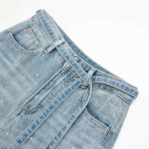 西遇高街复古2026春新款女水洗高腰显瘦垂感阔腿裤直筒牛仔裤H0060234 商品图5