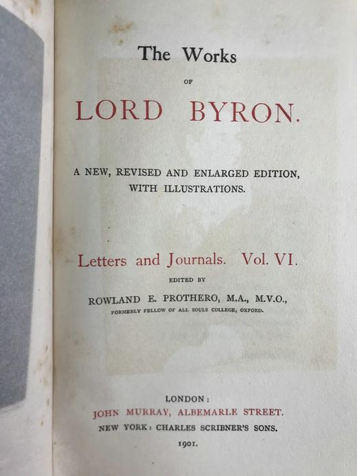 含淑女藏书票！书顶鎏金毛边本！1898-1901年，《拜伦书信日记作品集》（全6卷） 配插图 漆布精装32开 商品图5
