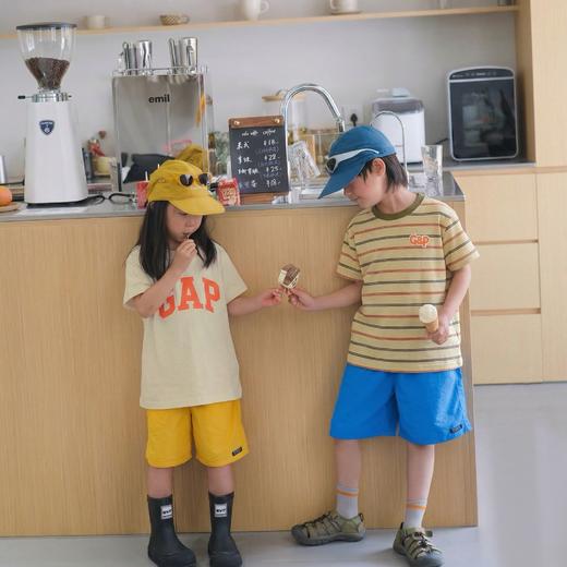 直发【一组两件】 G家经典款纯色大logo+条纹刺绣 儿童短袖T恤 商品图2