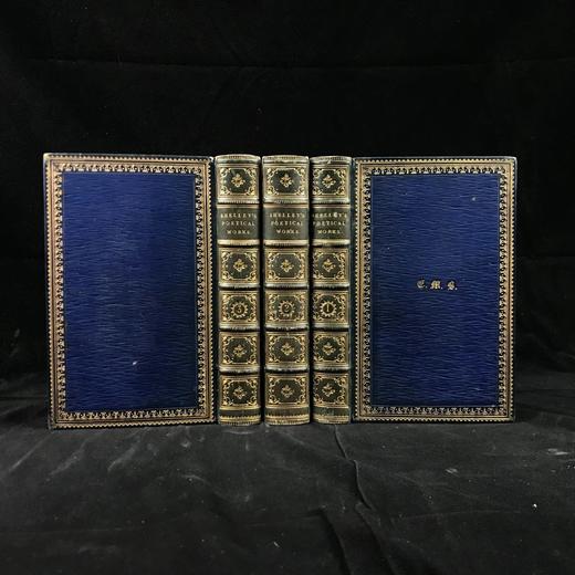 1866年 雪莱诗集（全3卷） 1幅肖像插图 全真皮精装36开 商品图0