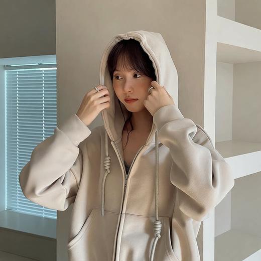 雀说韩系通勤加绒连帽卫衣外套2025冬季衣服女宽松上衣WAL241B 商品图4
