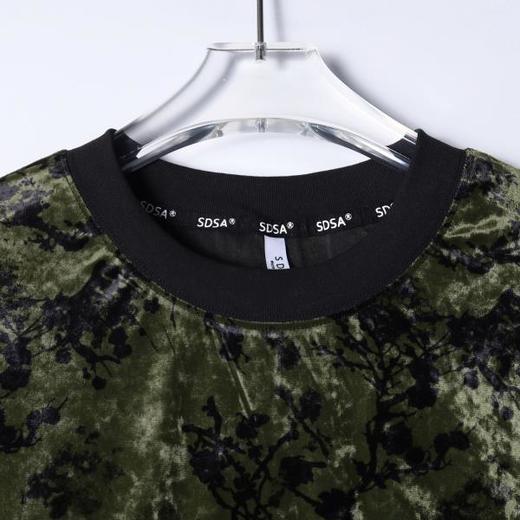 SDSA男装2026新款高贵轻奢简约时尚植绒花卉撞色圆领短袖T恤百搭 商品图1