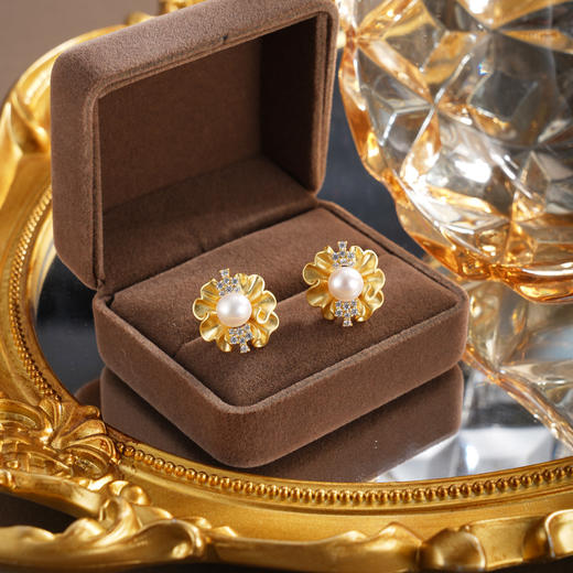 子佩集【花开锦年】银S925珍珠惜王妃耳钉【QJED008】双色花朵小蛋糕2602 商品图2