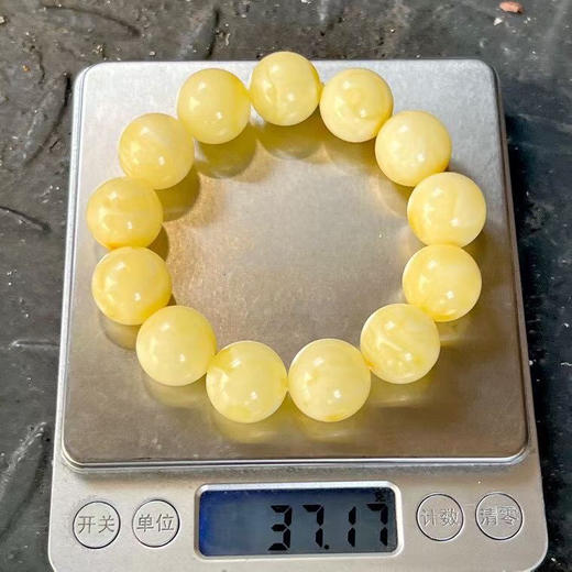 【青山特惠】17.4mm*13颗 精品原矿俄料 满蜡白花圆珠蜜蜡手串，37.17g m256 商品图5