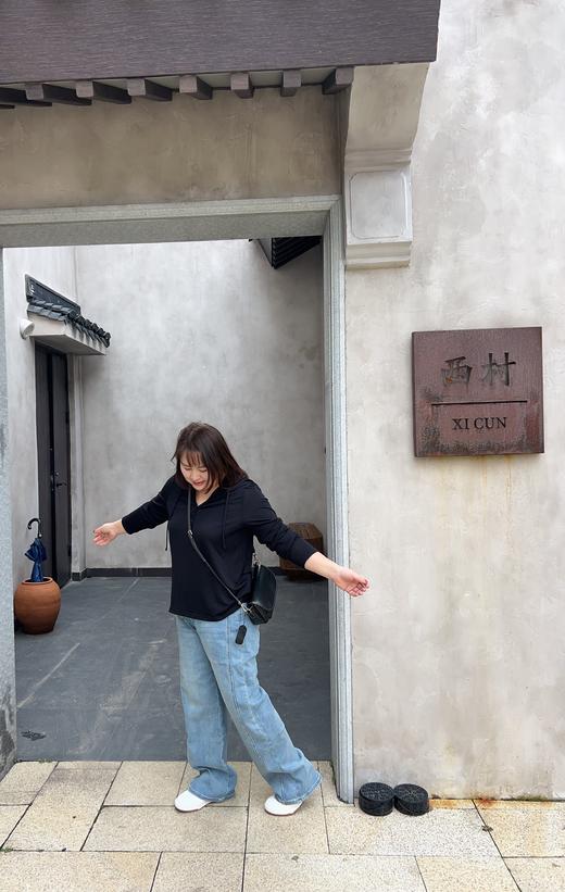 【现货今天发】扬子纱春季【黑色套头连帽针织衫 】休闲微宽松 遮小肚子显瘦 商品图7