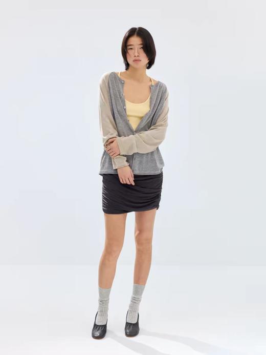 Simple Project/M2612/亚麻透感撞色插肩袖开衫 商品图2