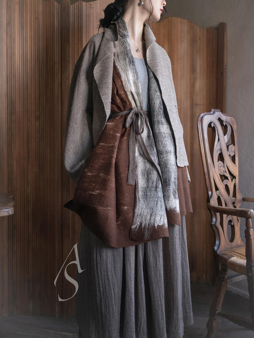 Boboutic 26SS 褐蓝/深灰星芒丝棉肌理针织茧型外套 商品图6