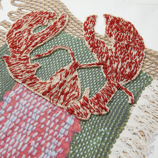 谜底印花T恤短袖2026年夏季新品龙虾章仔复古宽松包容女262MT0661 商品图3