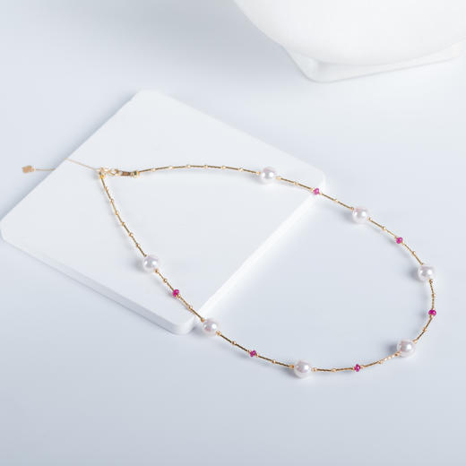 ⁶【akoya珍珠】18k金红宝石满天星akoya珍珠项圈，7-7.5MM，编号XL587，48小时鉴赏期——SS06-CR-YMZZ【HOT】 商品图3