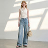 西遇高街复古2026春新款女水洗高腰显瘦垂感阔腿裤直筒牛仔裤H0060234 商品缩略图1