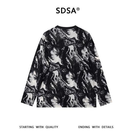 SDSA男装2026新款高贵轻奢潮牌竖纹水墨撞色圆领长袖T恤百搭休闲 商品图4