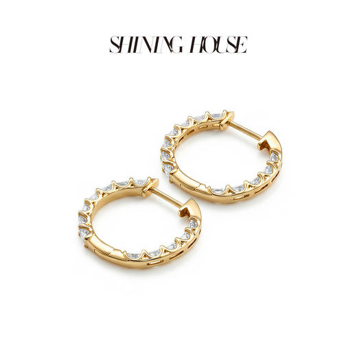 ShiningHouse[培育] 18k金钻石耳饰 刻面形人工真钻人造钻石K金耳钉时尚钻石耳饰耳环悦己送礼臻选【此商品不支持7天无理由退货退款】预计3日发货 商品图2