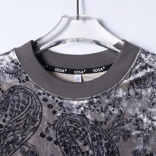 SDSA男装2026新款高贵轻奢复古植绒腰果花卉设计圆领短袖T恤百搭 商品图1