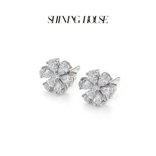 ShiningHouse[培育] 18k金钻石耳饰 刻面形1克拉钻人工真钻人造钻石K金耳钉时尚钻石耳饰耳环悦己送礼臻选【此商品不支持7天无理由退货退款】预计3日发货 商品图1