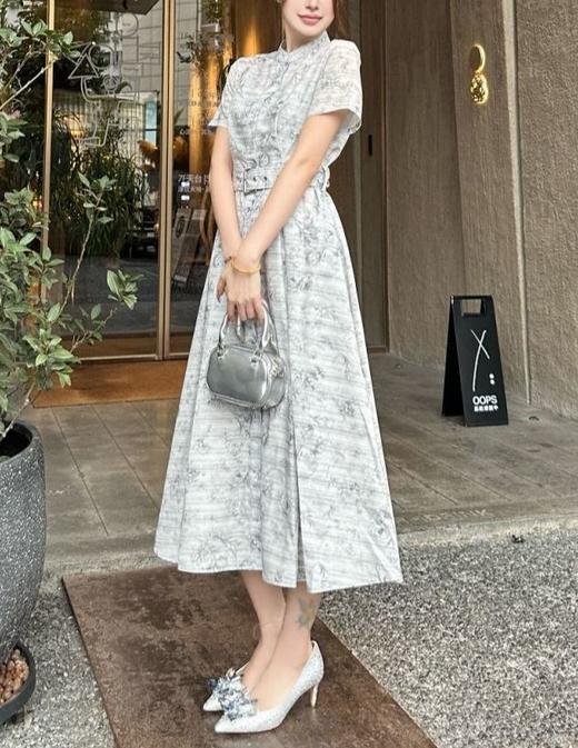 女款印花腰带连衣裙hu010 商品图3