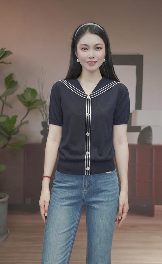 司歌海军领针织套头上衣G93G3815 商品图5