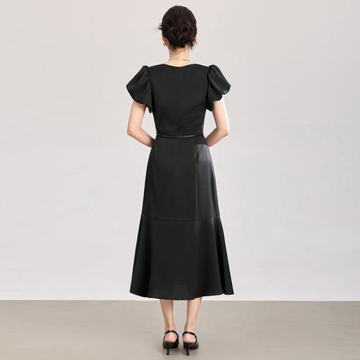 「高货wl」全新升级【铂金会员367/天猫489/差价122】(21403)洛诗琳2026新款气质泡泡袖山茶花腰带鱼尾摆修身连衣裙女 商品图1