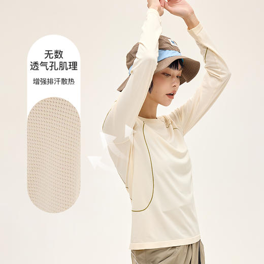 Leorrey/乐拉撞色哈苏线宽松吸湿速干柔软春季户外运动长袖T恤CX3354 商品图2