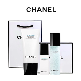 送礼新品【送礼袋】CHANEL香奈儿山茶花水感清透三件套礼盒装 （山茶花洁面150ml+气泡水150ml+乳液30ml） 香港直邮