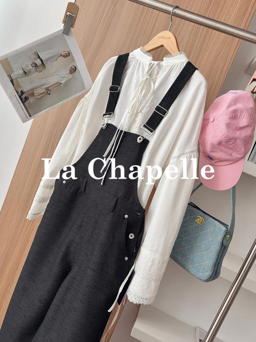 专柜实拍【减龄显瘦】拉夏贝尔/La Chapelle高级感！设计感时尚外穿背带裤直筒休闲百搭长裤子 商品图3