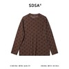 SDSA男装2026新款高贵轻奢美式复古植绒满印设计圆领长袖T恤百搭 商品缩略图4