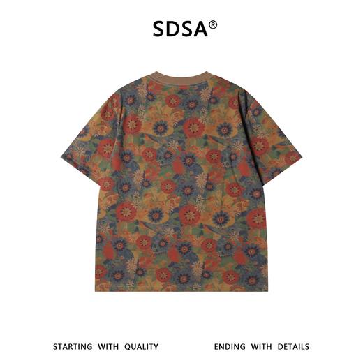 SDSA男装2026新款高贵轻奢小众设计彩色满印花卉圆领短袖T恤百搭 商品图4