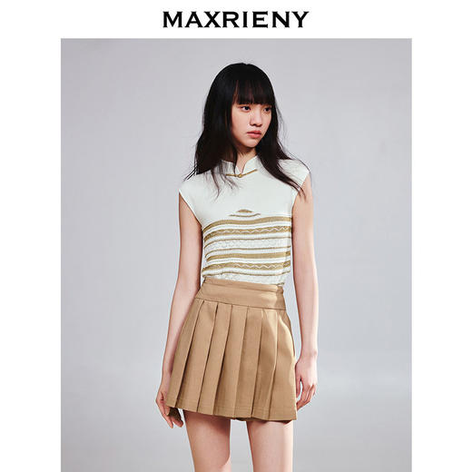 【商场同款】MAXRIENY中式盘扣立领无袖修身套头毛衫女25夏波嬉风(货号:MC86SW043) 商品图2