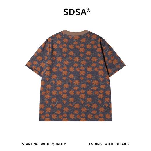 SDSA男装2026新款高贵轻奢简约撞色满印花卉圆领短袖T恤百搭上衣 商品图4